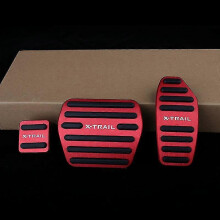 (AT 3pcs Red) Aluminum Car Foot Pedal Accelerator Fuel Brake Pedal Cover Pad For Nissan X-trail X Trail Xtrail T32 2014-2019 2020 Accessories