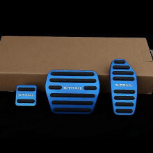 (AT 3pcs Blue) Aluminum Car Foot Pedal Accelerator Fuel Brake Pedal Cover Pad For Nissan X-trail X Trail Xtrail T32 2014-2019 2020 Accessories