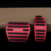 (AT 2pcs Red) Aluminum Car Foot Pedal Accelerator Fuel Brake Pedal Cover Pad For Nissan X-trail X Trail Xtrail T32 2014-2019 2020 Accessories
