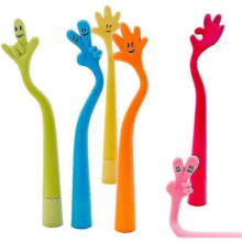Bendable Ballpoint Pen Bending Hand Gesture Ballpoint Pen Free To Bend Cute Cartoon Silicone Gesture Ballpoint Pen,0.7mm Black Ink,6 Pcs/set