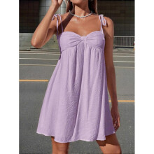 (M, Mauve Purple) Comfortcana Women s Summer New Resort Spaghetti Strap Mini Baby Doll Dress For Holiday Wear Summer Dresses For Women