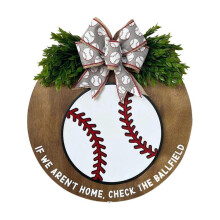 Baseball Wreaths Wooden Welcome Wreath for Front Door Outside Spring Summer