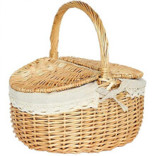 Picnic Fruit Basket with Lid - Wicker Storage for Bread & More