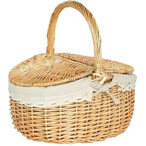 Picnic Fruit Basket with Lid - Wicker Storage for Bread & More