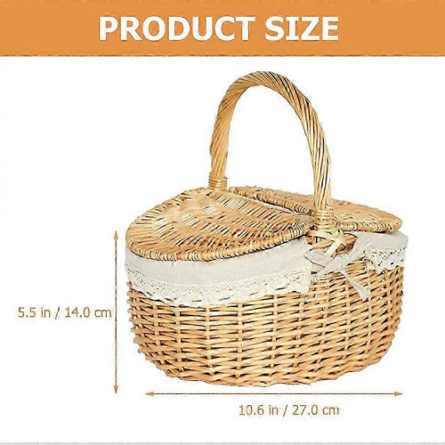 Picnic Fruit Basket with Lid - Wicker Storage for Bread & More 1