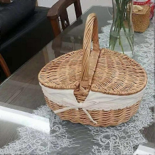 Picnic Fruit Basket with Lid - Wicker Storage for Bread & More 2