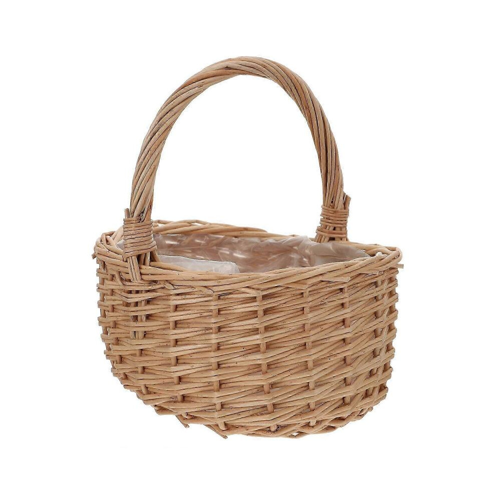 Woven Flower Picnic Basket with Lid, Decorative Ceremony Hamper, Oval Wicker Basket