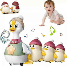 (A Baby Goose)Wobbling Duck Mom Soothing Electric Crawling Magnetic Attraction Baby Practice Toy Kids Electronic Toys Electronic Pets