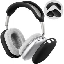 Compatible with AirPods Max, Black, Soft Silicone Protective Case Cover Accessory for AirPods Max Headset