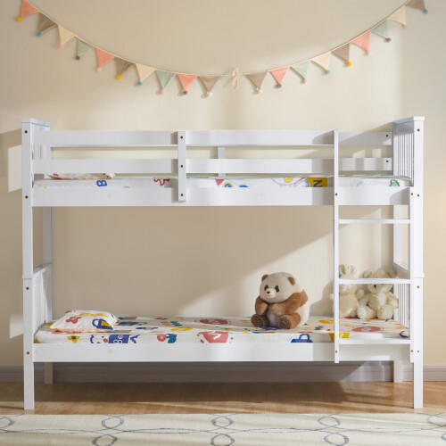 Home Discount (White) Milan Bunk Bed High Sleeper Ladder Solid Wood Pine 2