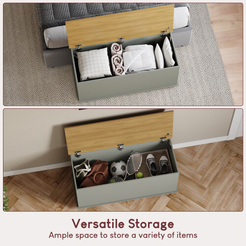 Vida Designs (Grey) Arlington Storage Ottoman Wood Blanket Toy Box Oak 2