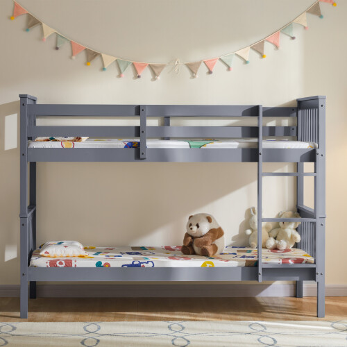 Home Discount (Grey) Milan Bunk Bed High Sleeper Ladder Solid Wood Pine 2