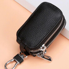 Dww-(Noir) Sac porte-cls de voiture - Porte-monnaie de protection en cuir double fermeture clair - Porte-cls avec fentre transparente Pochette pour c