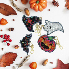 Dww-Peinture Diamant DIY Complet,Porte-cls peinture au diamant (YSK053 Halloween) DIY Diamond Strass Toile Point de Croix Painting par Numro pour Adu