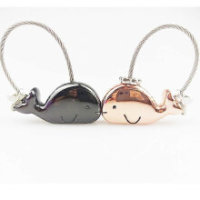 Dww-Alliage de zinc brillant noir et or rose, porte - cls amoureux 1 paire de porte - cls en forme de baleine avec bec magntique, cadeau pour jeune am