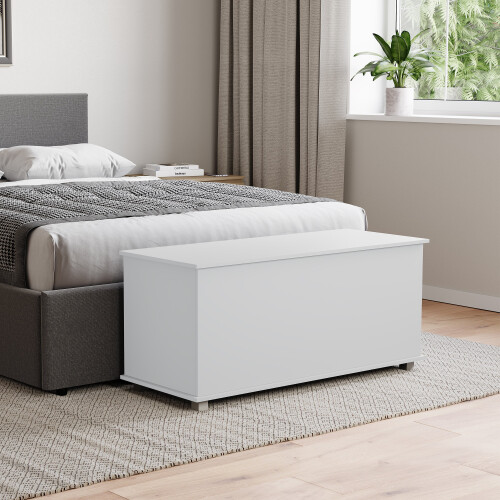 Vida Designs (White) Leon Room Storage Ottoman Wood Bench Stool 2