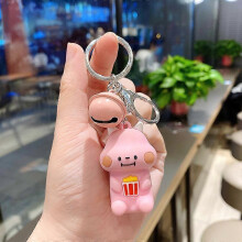 Dww-(Rose) Porte-cls Clip-Dessin Anim Petit Dinosaure Silicone Porte-cls-Anneau Chane Pendentif Sac En Trois Dimensions Pendentif