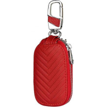 Dww-(Rouge) tui pour cl de voiture, tui porte-cls portable, crochet et fermeture clair en mtal, tui pour cl de voiture