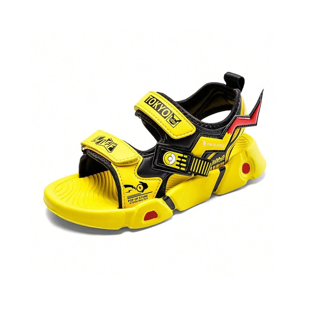 (3, 34) Kids Sandals Anime Pikachu Shoes Cartoon Children Beach Shoes New Pikachu Sport Shoes Fashion Boys Tennis Shoes Size 28-40