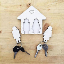 Dww-LAC Porte Cl Couple en Bois Porte Clef Mural Cadeau Saint Valentin Homme Femme |Porte Cl Maison Idee Cadeau Cremaillere