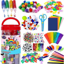 Arts and Crafts Supplies for Kids Crafts - Arts and Crafts for Kids Age 4-8, 4-6, 8-12 with Glitter Glue Stick for Kids, Pipe Cleaners Craft & Craft T