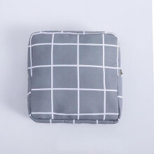 Dww-Un sac de rangement pour serviettes hyginiques carreaux gris, 13 cm 13 cm 3 cm, adapt aux cls de rouge lvres en tissu pour filles
