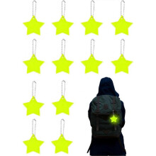 12pcs Reflective Pendant, Star Reflective Pendant, Kids Reflective Keychain, Safety Reflective Pendant for Night for School Bag, Cycling, Running