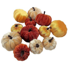 Pumpkin Decor 12pcs Artificial Fake Faux Velvet Foam Fabric Pumpkins Decoration for Fall Home Farmhouse Harvest Thanksgiving Decorative