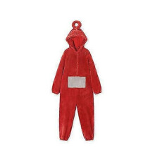 (S, Red) Adult Teletubbies Costume - Disi Onesis Lala Cosplay Jumpsuit Pajama Carnival