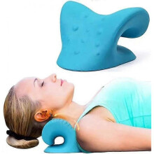 (Blue) Neck Stretcher for Neck Pain Relief, Neck and Shoulder Relaxer Cervical Neck Traction Device Pillow for TMJ Pain Relief