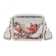 (White) PVC Clear Crossbody Bags, Stadium Approved Transparent Shoulder Bag Handbag Small Square Phone Bag