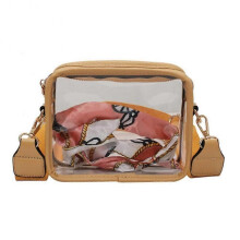 (Yellow) PVC Clear Crossbody Bags, Stadium Approved Transparent Shoulder Bag Handbag Small Square Phone Bag