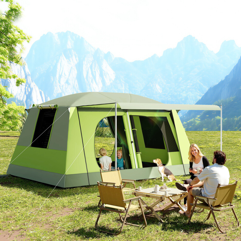 Bobobiy Green Tunnel Tent Camping Shelter W/ Porch, Two Rooms, Lamp Hook, Portable Carry Bag - Image 5