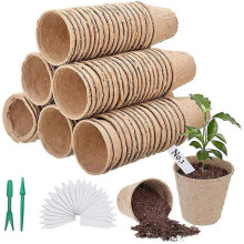 100 Pieces Degradable Growing Pots Small Round Fiber Pots