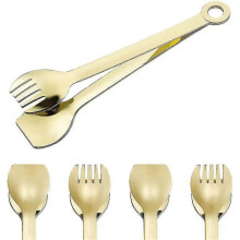 Set Of 4 Gold-plated Small Serving Tongs - Mini Appetizer Tongs Made Of Stainless Steel