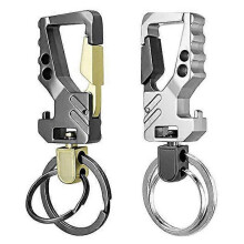Dww-2pcs Hommes Porte-cls Voiture Mousqueton Porte Cl Dcapsuleur Metal Porte-Cl Ouvre-Bouteille Noire et Argent