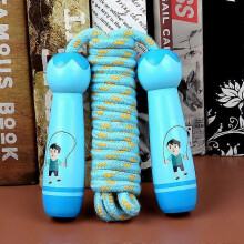(blue 1) Kids Wooden Handle Adjustable Cotton Skipping Rope For Boys Girls Students Fitness Outdoor Exercise