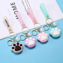 Dww-Paquet de 4 porte-cls de voiture de dessin anim de patte de chat, pendentif accessoire de porte-cls de dessin anim, porte-cls de dessin anim en si