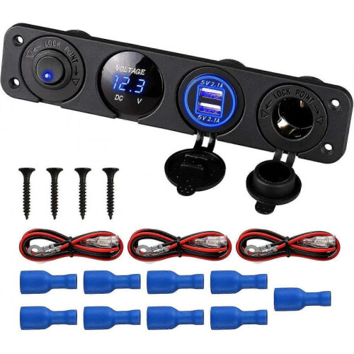 Marine Panel with Usb Charging Socket Voltmeter Cigarette Lighter Socket