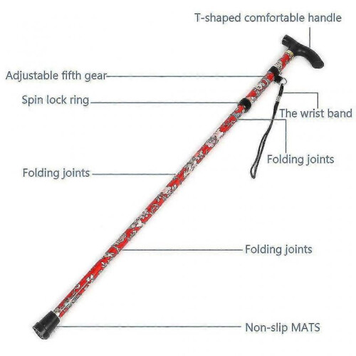 (Green) Walking Stick Ultralight Adjustable Walking Cane Self Standing Folding Cane 1