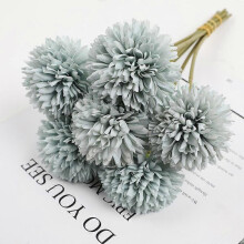 (blue) 6 Pack Faux Flowers Chrysanthemum Faux Stems Real Feel Boho Wedding Home Decor Blue