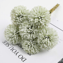 (green) 6 Pack Faux Flowers Chrysanthemum Faux Stems Real Feel Boho Wedding Home Decor Blue