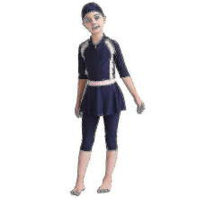 (160CM, Navy Blue) Muslim Girls Swimsuit Islamic Kids Swimwear Modest Burkini Swimming Beachwear