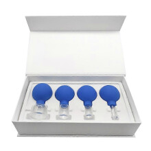 4 Pcs Face Cupping Massager Sets, Professional Glass Cupping Set with Silicone Ball