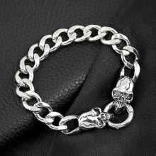 Dww-Homme Acier Parures de main, Bracelet en acier titane Skull Head pour homme