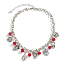 Dww-Collier de bonhomme de neige festif Collier de collection de Nol Collier de perles colores Cadeau d'anniversaire de Nol Dames Filles