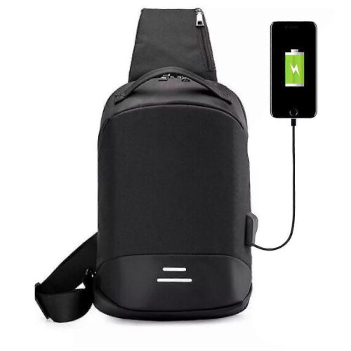 Small Antitheft Backpack And School Bag with Usb Charging Port - Black