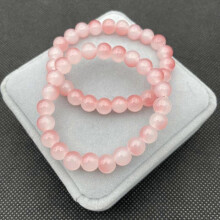 Dww-2pcs-Bracelet Quartz Rose Bracelet Perles Pierre Naturelle Lithotherapie en 8mm lastique Bracelet Homme et Femme
