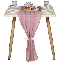 (Coral Pink) 120" Wedding Table Runners Dusty Soft Chiffon Wedding Runner Bridal Party Decor