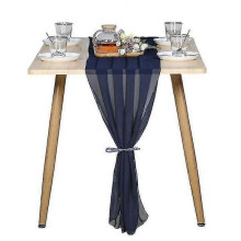 (Dark Blue) 120" Wedding Table Runners Dusty Soft Chiffon Wedding Runner Bridal Party Decor